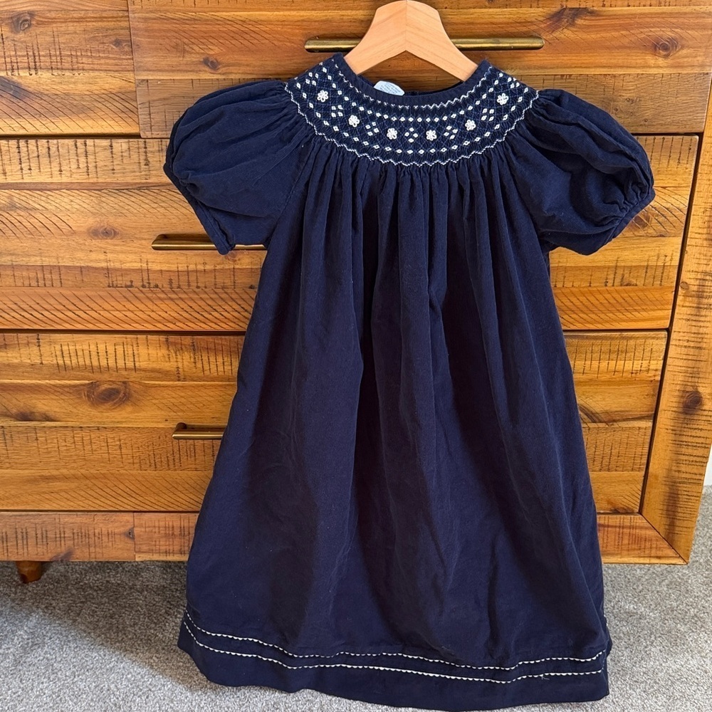 Vive La Fête Navy Blue Smocked Kids Dress